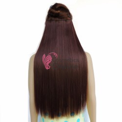 Extensie de par cu 5 Clips On delux dubla dreapta de 60 cm, Castaniu Inchis Mixt 666 233